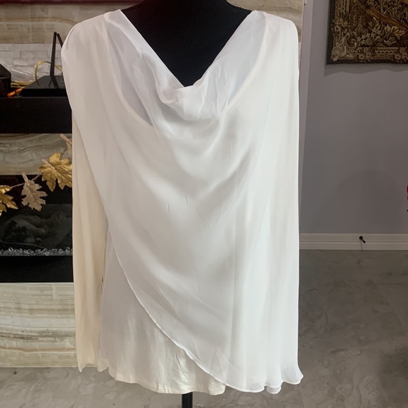 Daisy Fuentes NWT Ivory Long Sleeve‎ Sheer Blouse. Size 1X - Picture 2 of 10